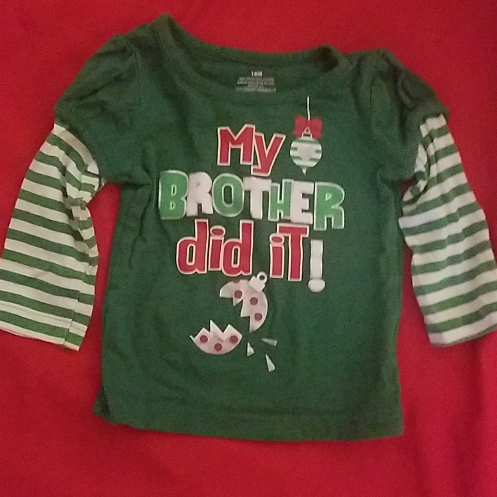 Girls "My Brother Did It" Christmas shirt 18 mth